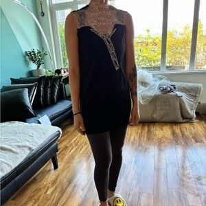 Shift dress with open cut out lacing